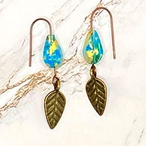 Antique Gold Leaf Beaded Earrings